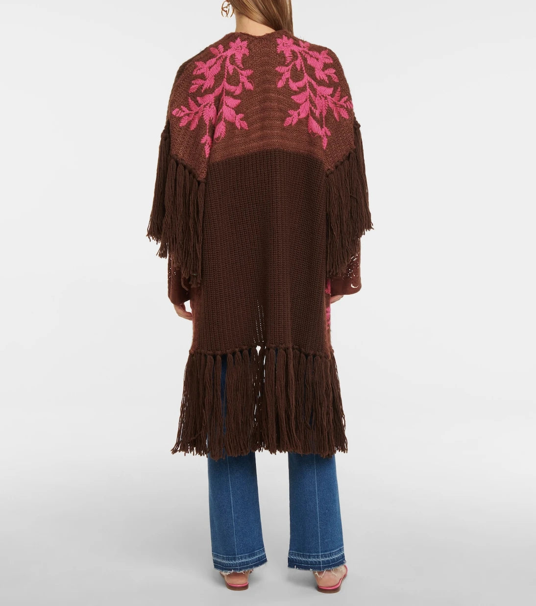 Valentino - Embroidered wool and cotton-blend poncho