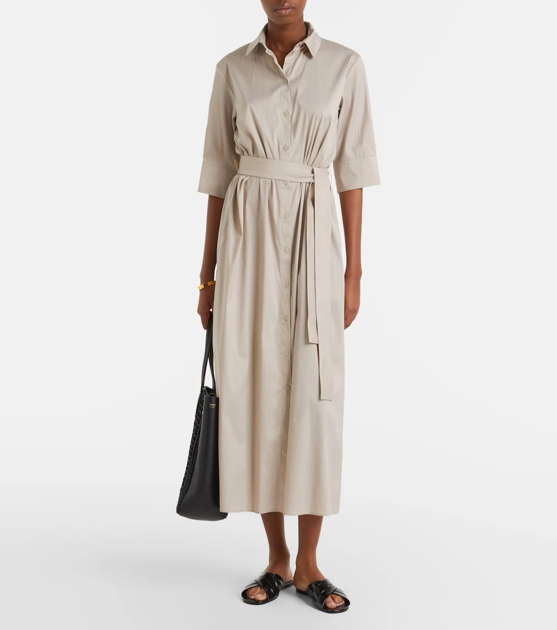 Max Mara - Cognac cotton-blend midi dress