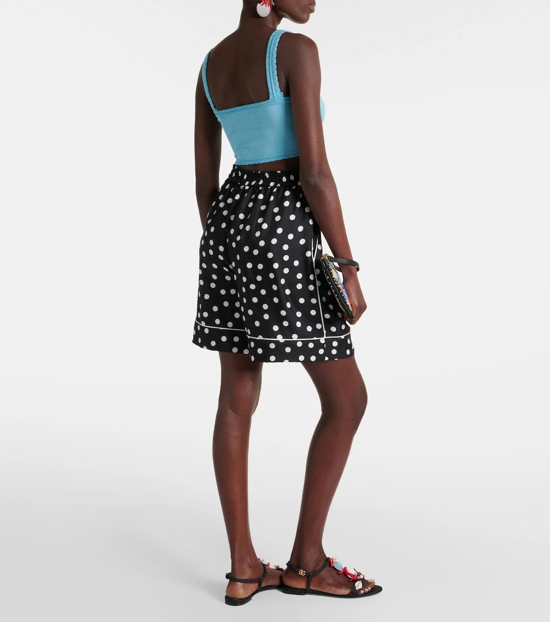 Dolce&Gabbana - Capri polka-dot silk satin shorts