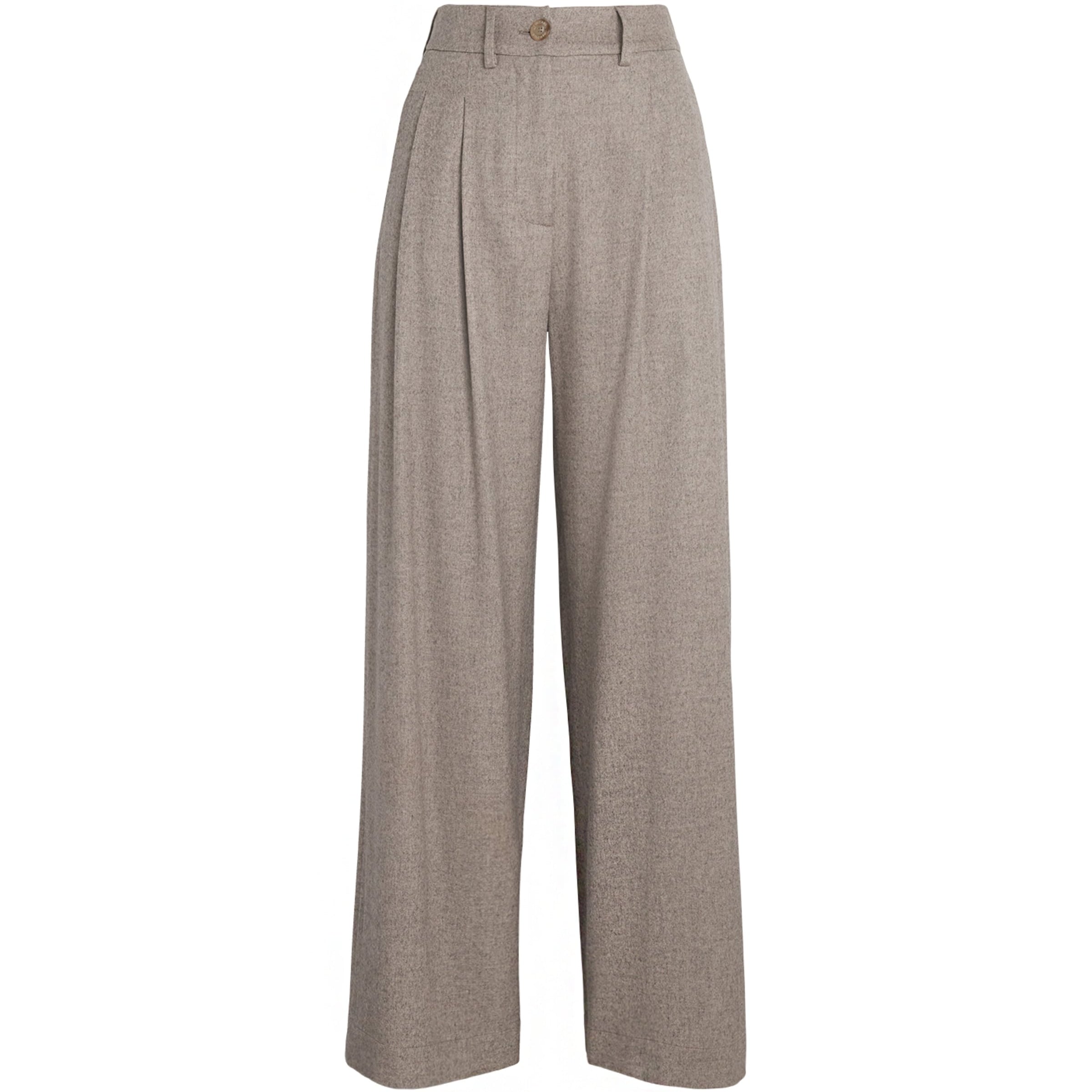Kid Cashmere Pleated Wide-Leg Trousers