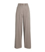 Colombo Beige Kid Cashmere Pleated Wide-Leg Trousers
