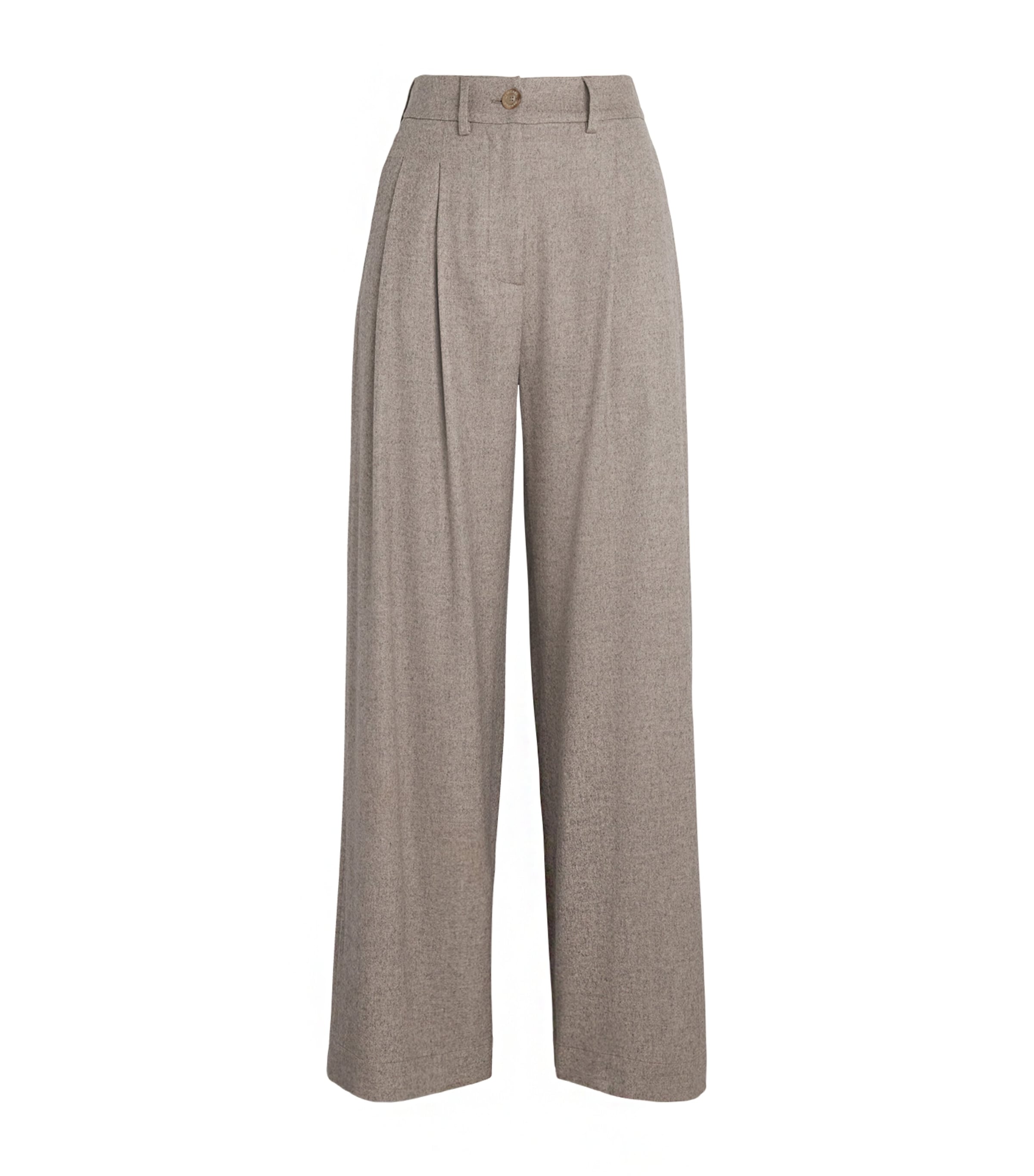 Colombo Beige Kid Cashmere Pleated Wide-Leg Trousers
