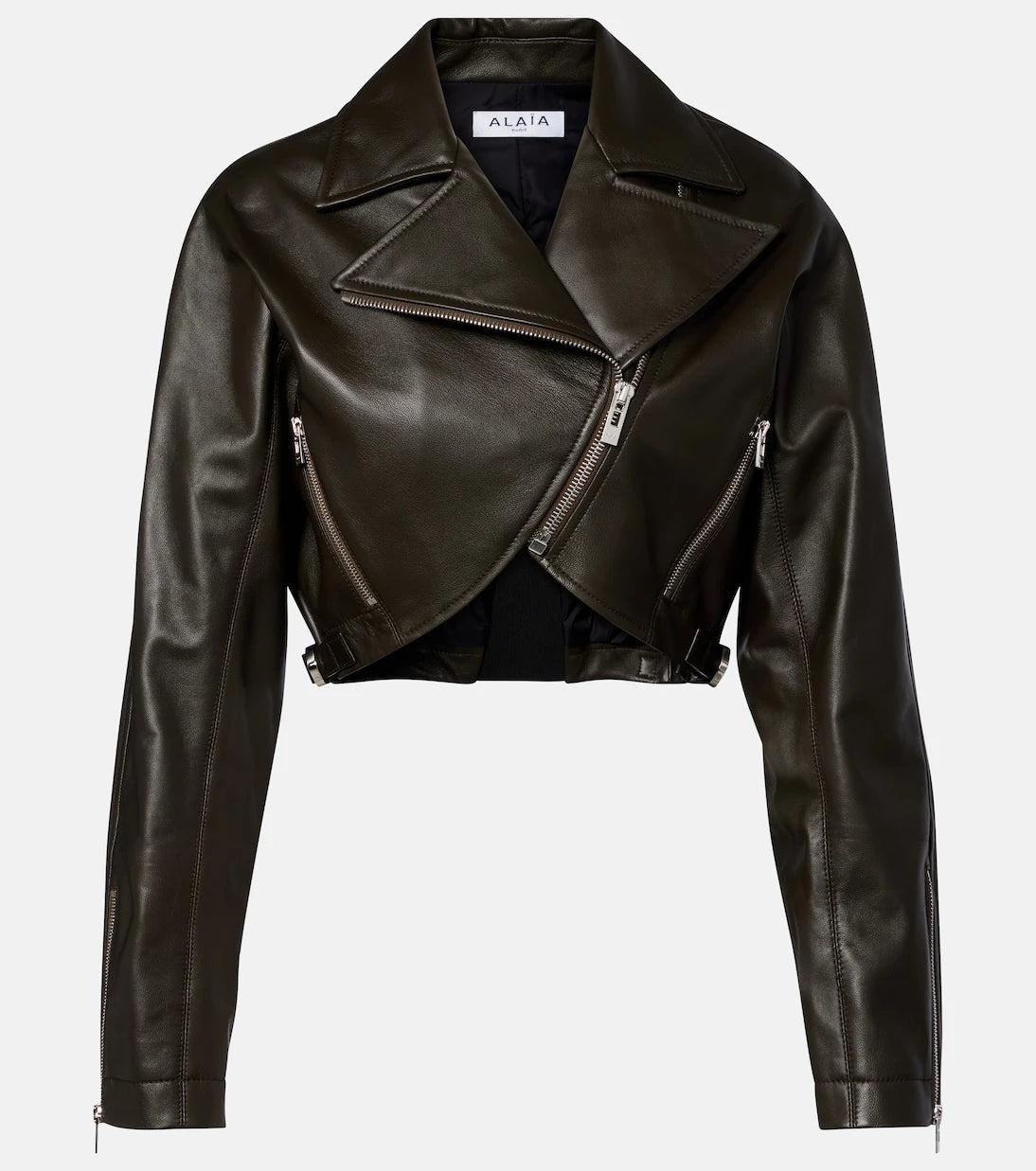 Alaïa - Cropped leather biker jacket