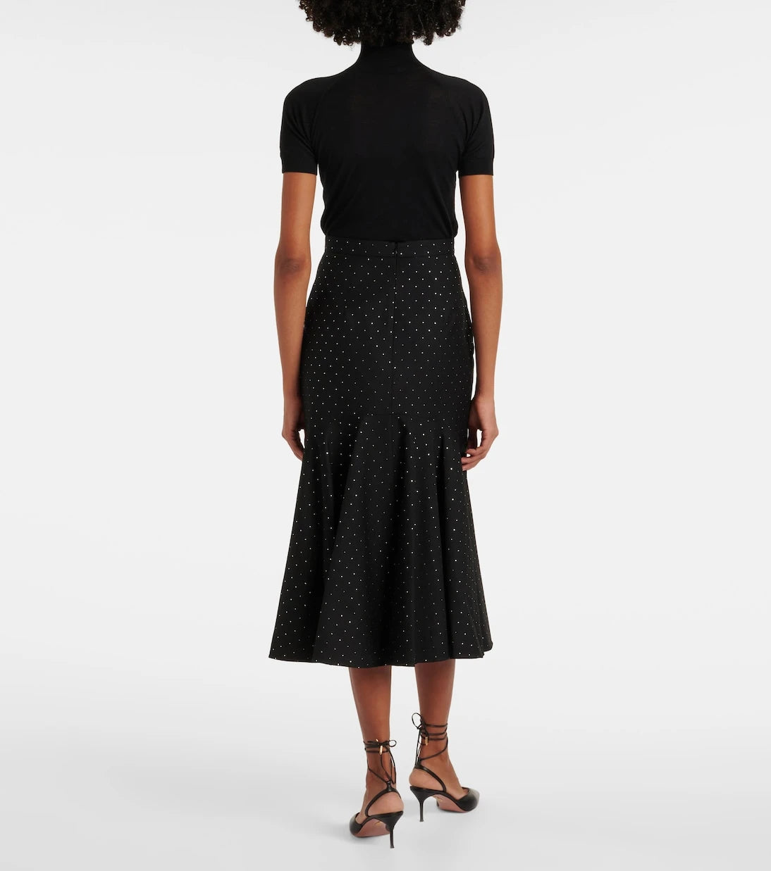 Erdem - Polka-dot cotton and wool lamé midi skirt