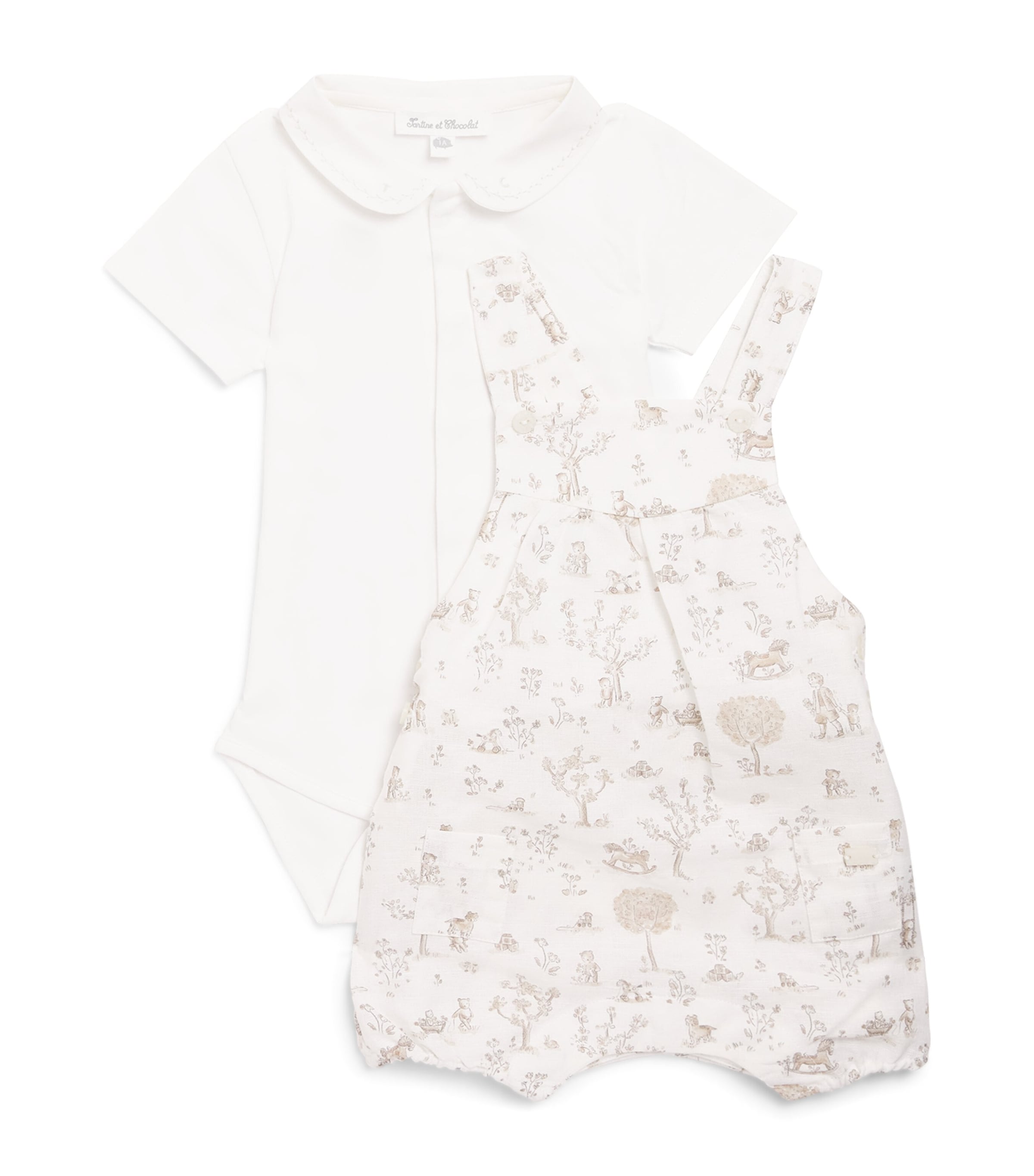 Tartine et Chocolat Linen-Cotton Bodysuit and Dungarees Set (1-18 Months)