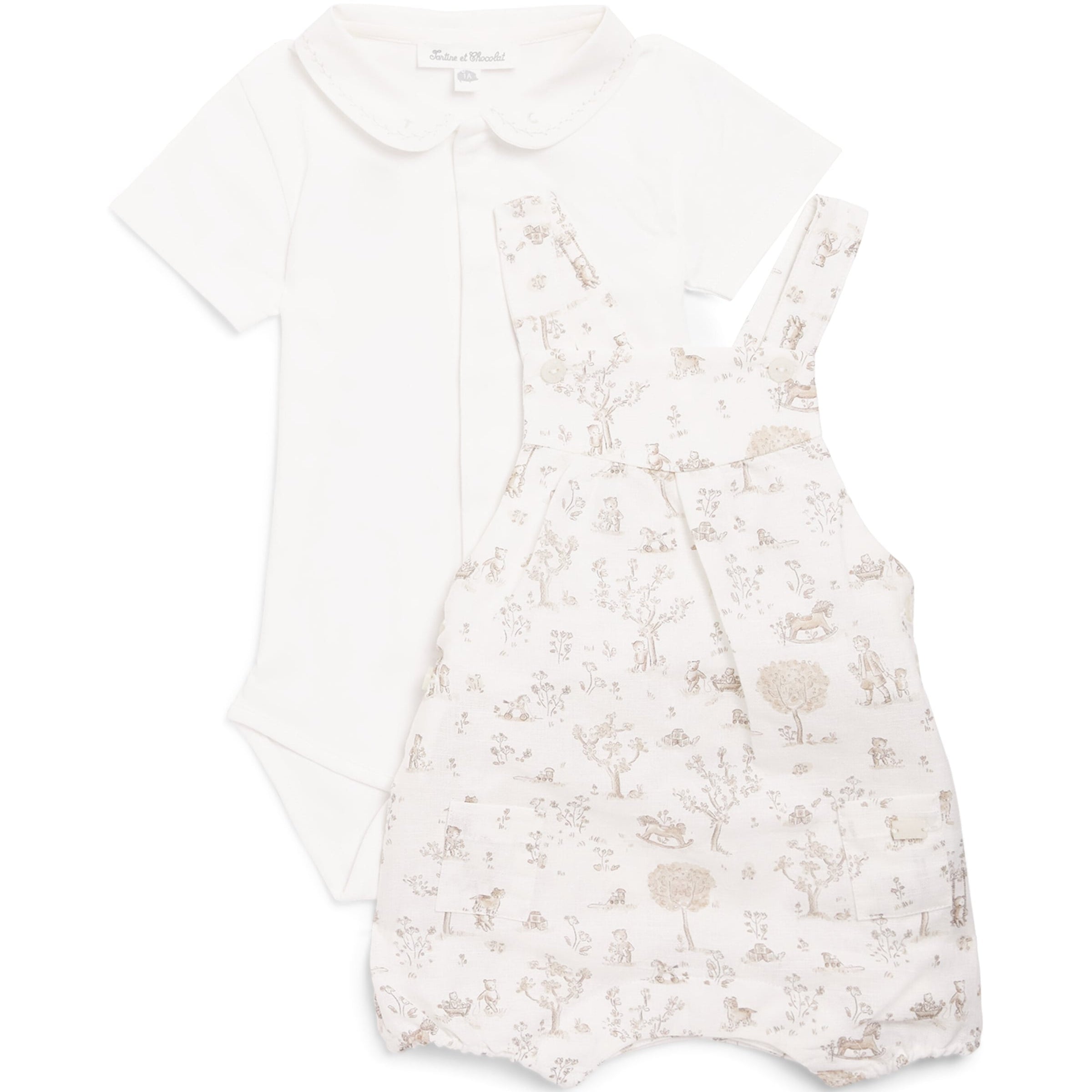 Tartine et Chocolat Linen-Cotton Bodysuit and Dungarees Set (1-18 Months)