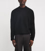 Wool-Blend Back Logo Sweater BLACK/ECRU