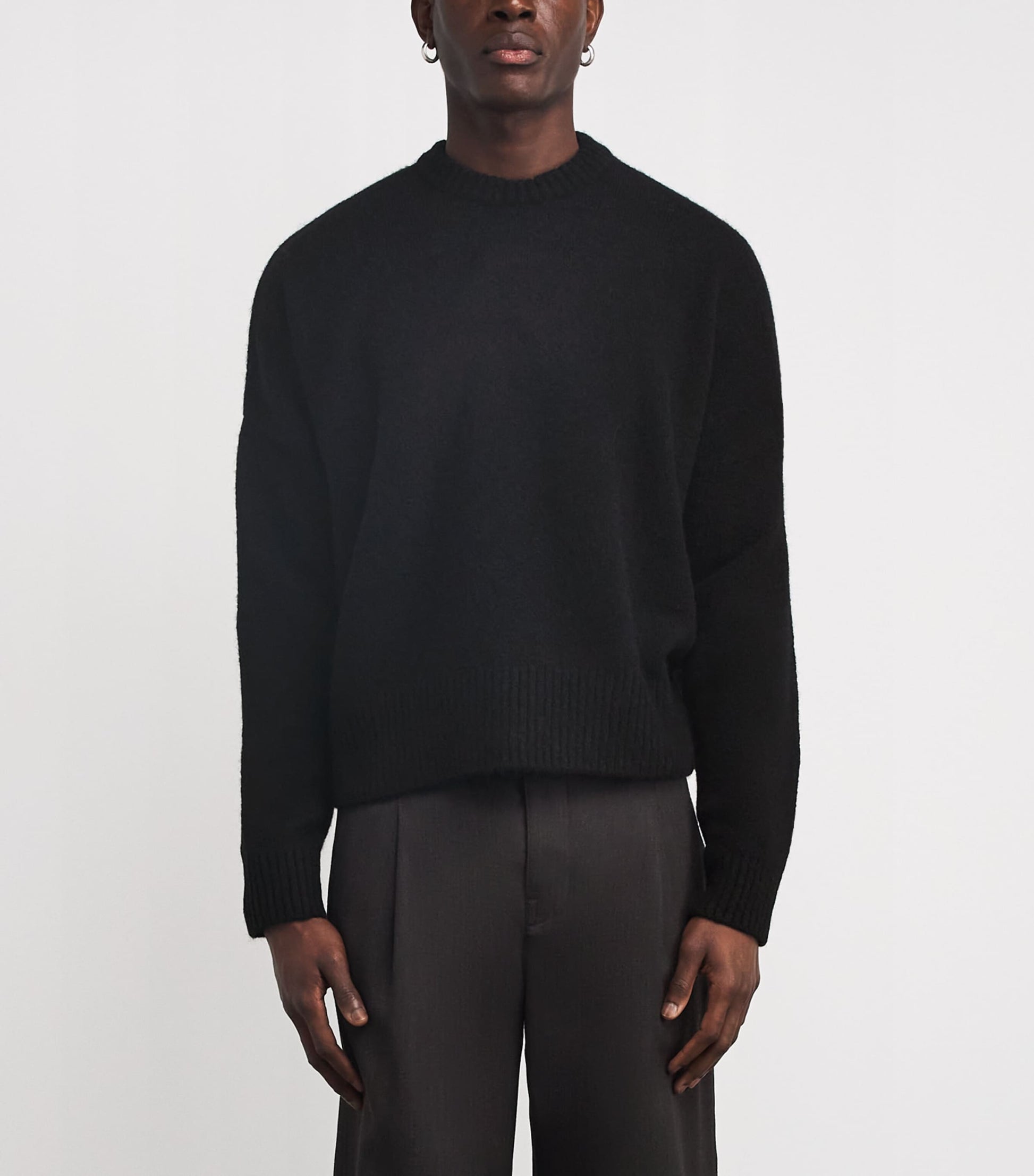 Wool-Blend Back Logo Sweater BLACK/ECRU