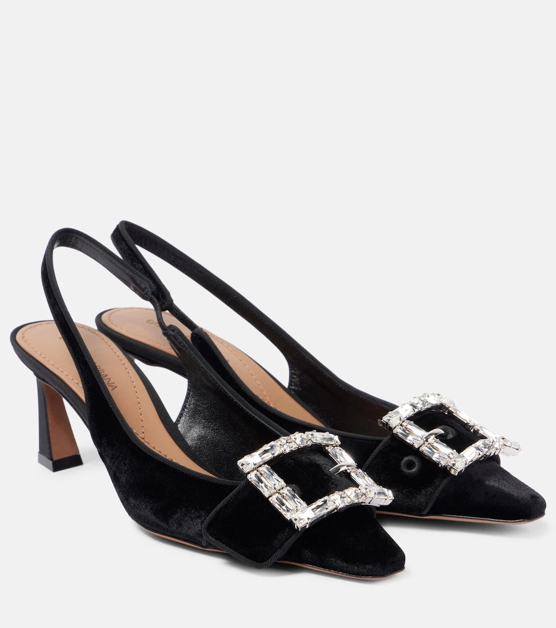 Dolce&Gabbana - Embellished velvet slingback pumps