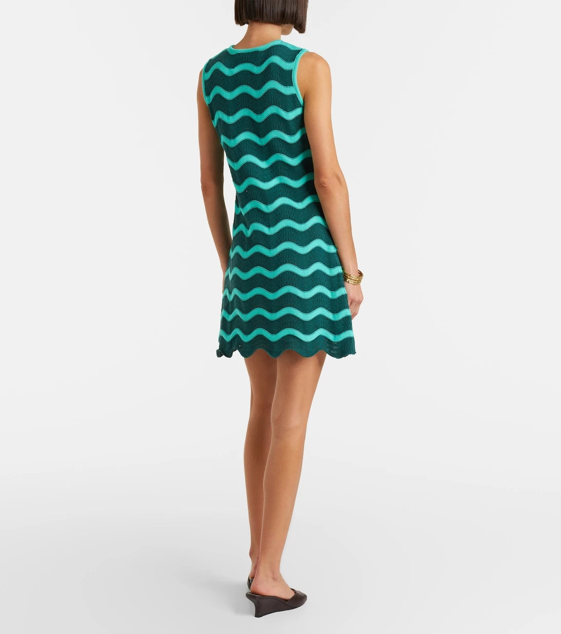 La DoubleJ - Wavy crochet keyhole cotton minidress