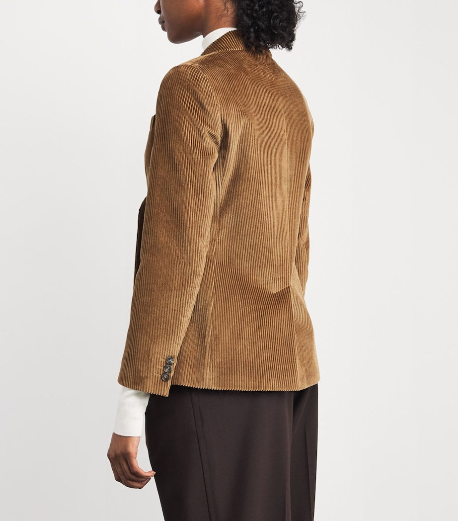 Weekend Max Mara Beige Cotton Corduroy Double-Breasted Blazer