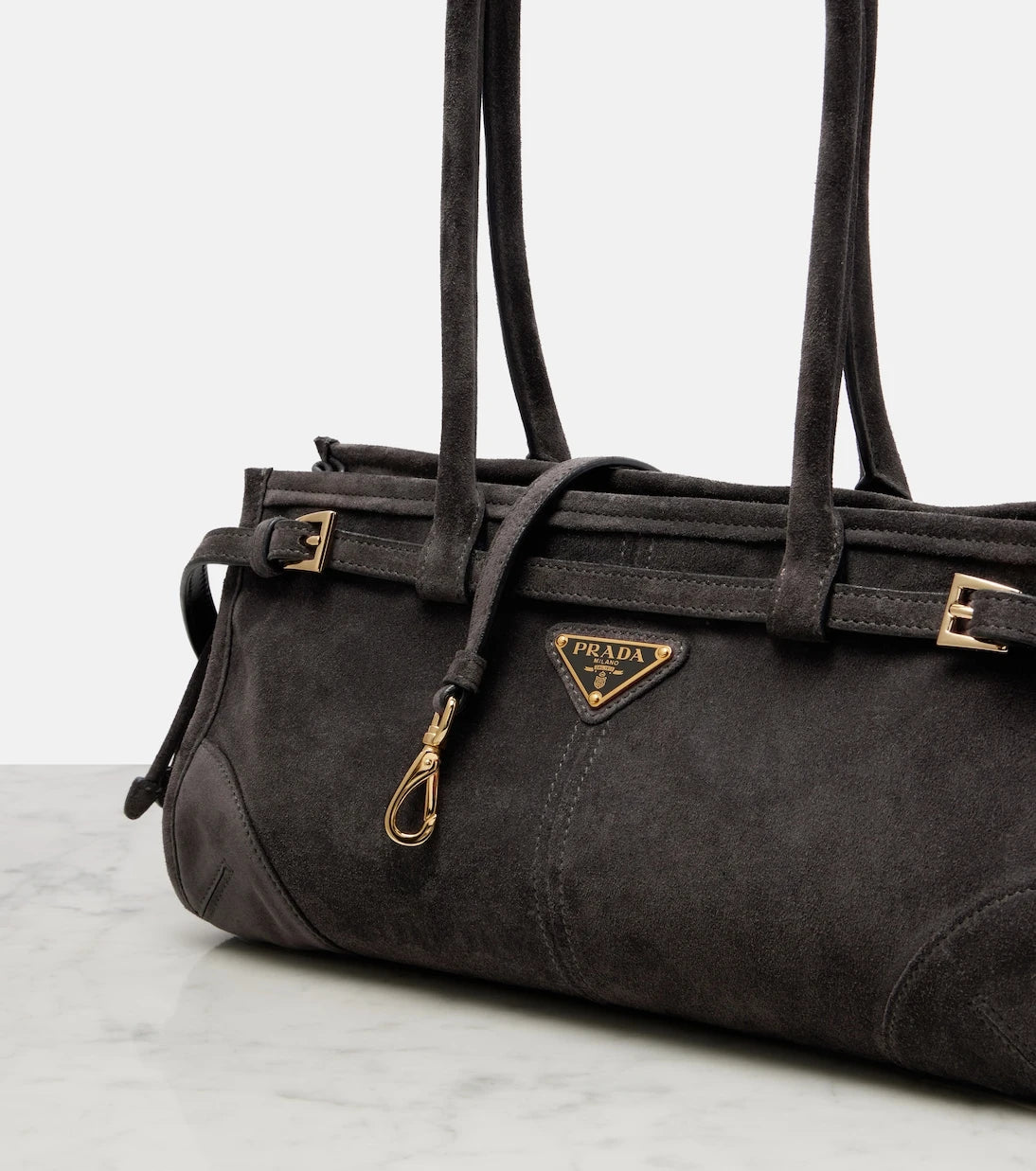 Prada - Prada Bonnie Medium suede shoulder bag