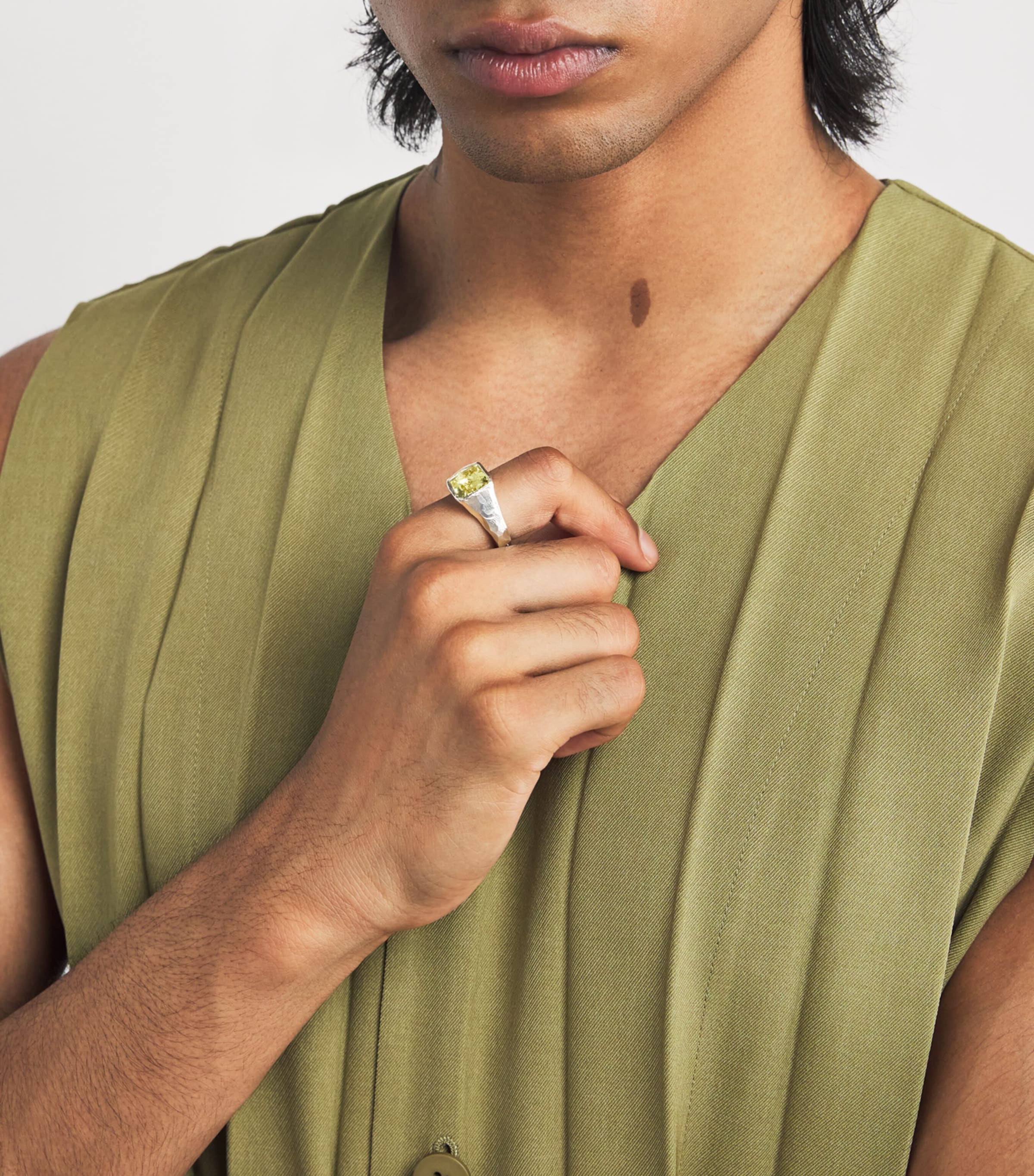 Recycled Sterling Silver and Lemon Quartz Signet Ring