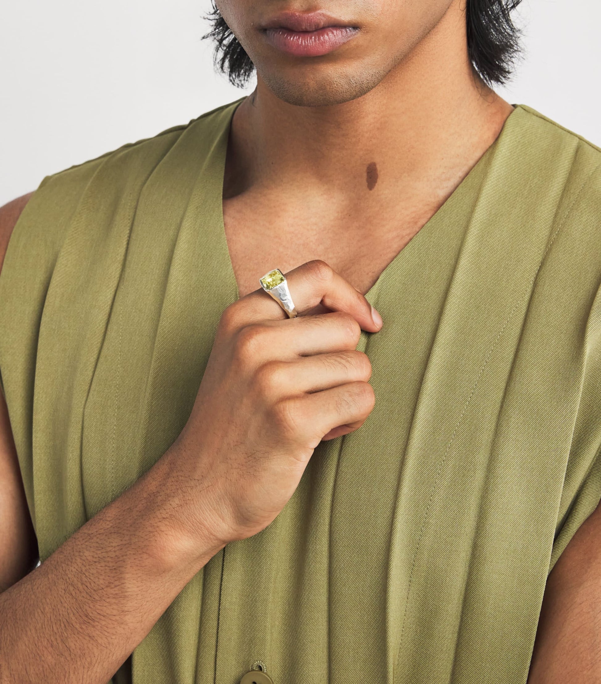 Recycled Sterling Silver and Lemon Quartz Signet Ring