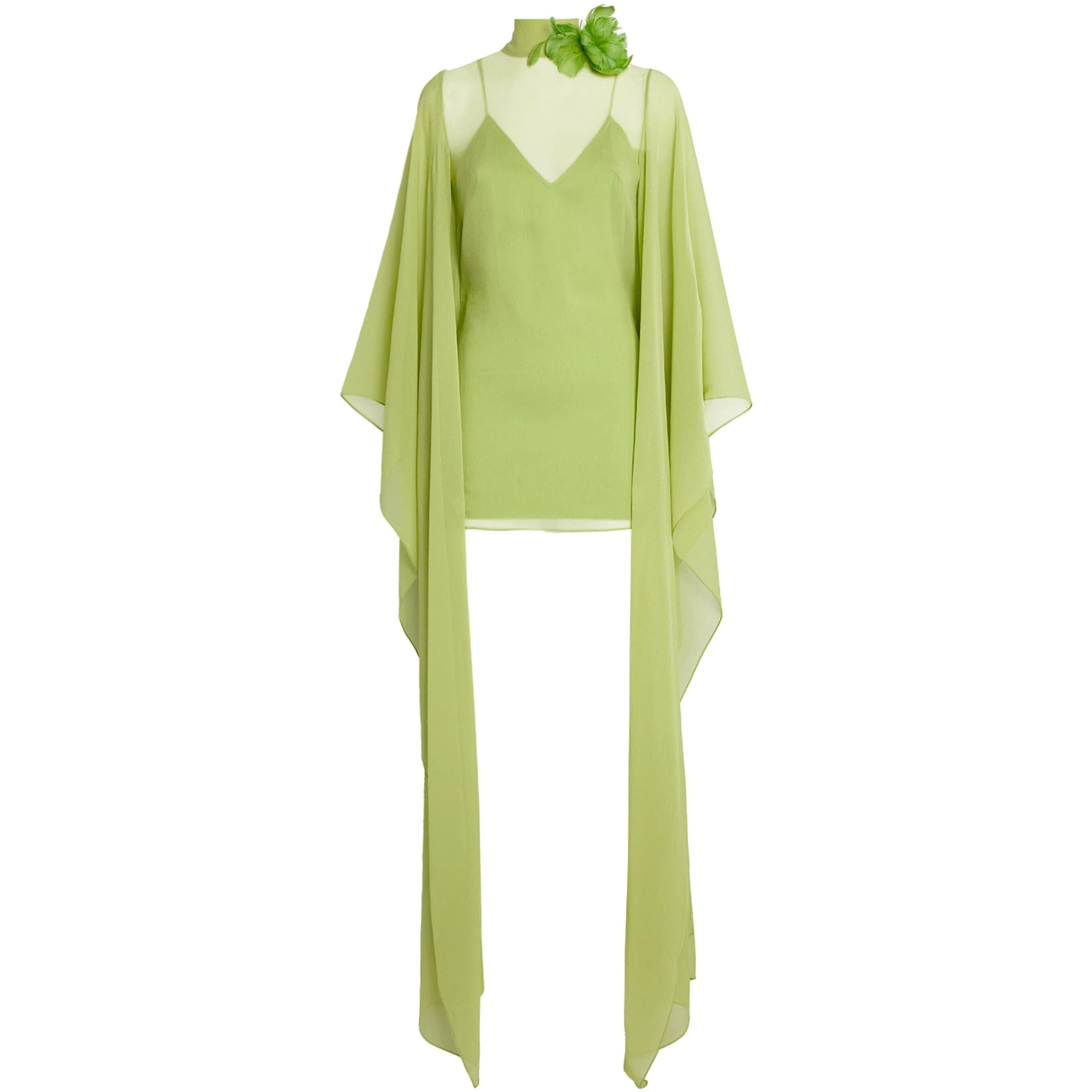 Silk Feather-Trim Lanzarote Garden Kaftan