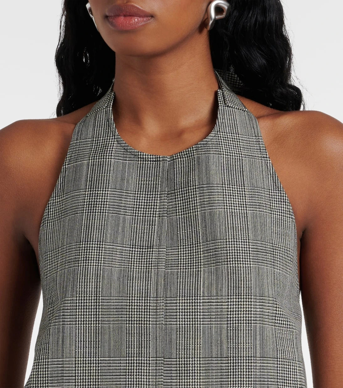 Wardrobe.NYC - Prince of Wales check open-back wool top