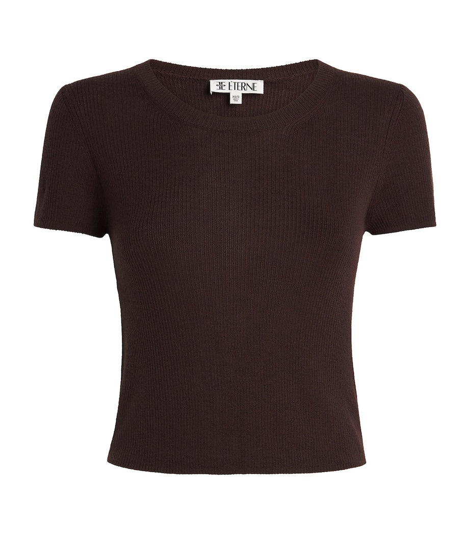 Brown Cashmere Rib Stitch Baby T-Shirt