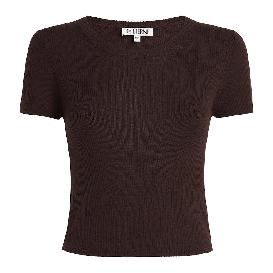 Brown Cashmere Rib Stitch Baby T-Shirt