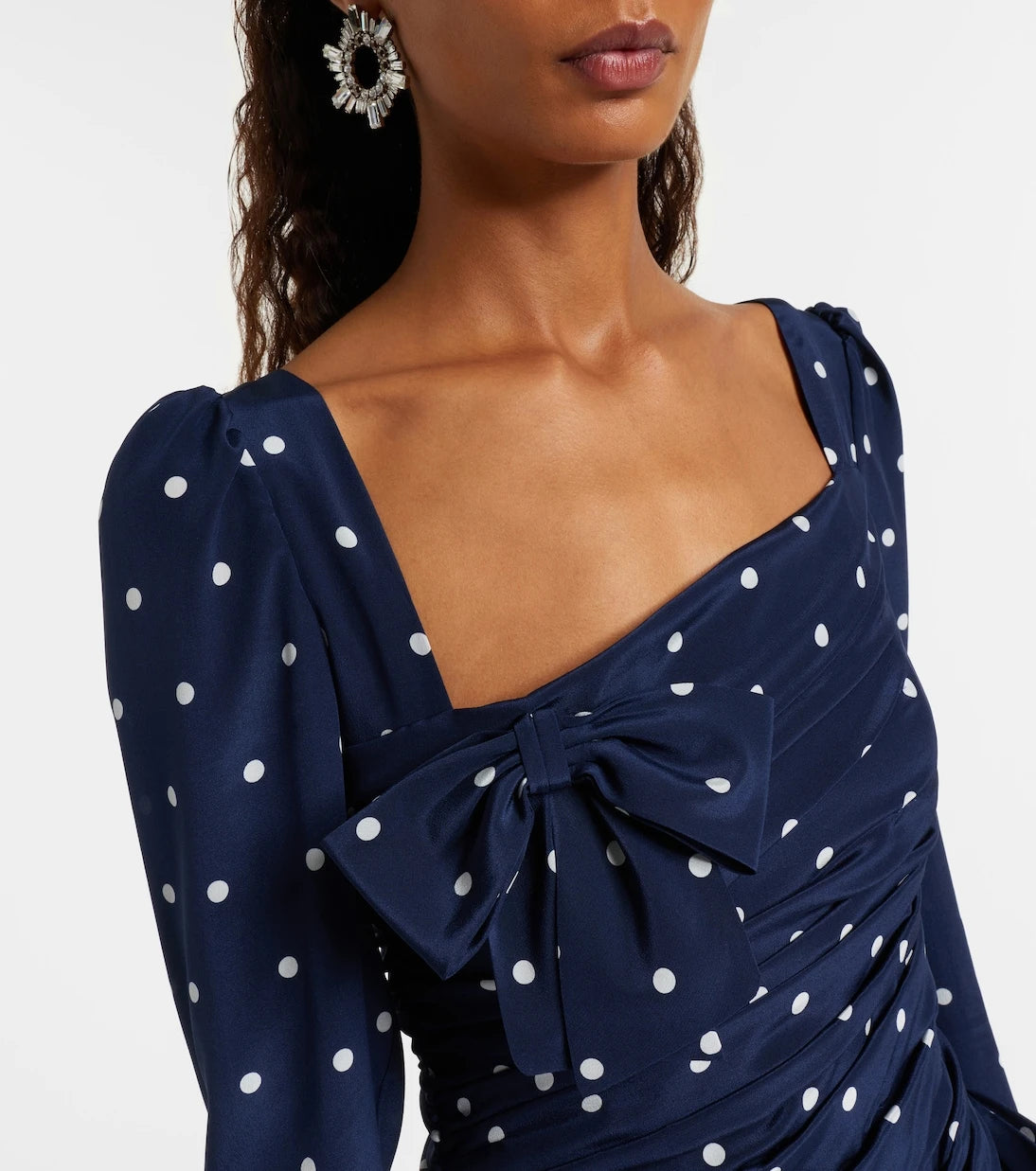 Alessandra Rich - Bow-detail polka-dot draped minidress