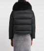 Yves Salomon Black Waterproof Fur-Trim Down Jacket