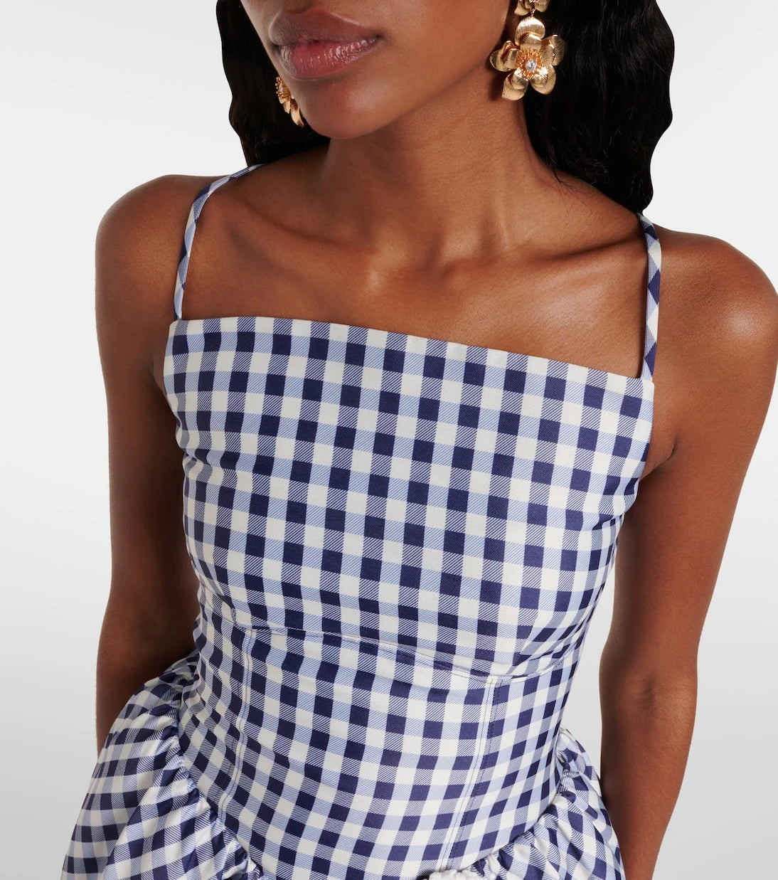 Self-Portrait - Gingham taffeta minidress