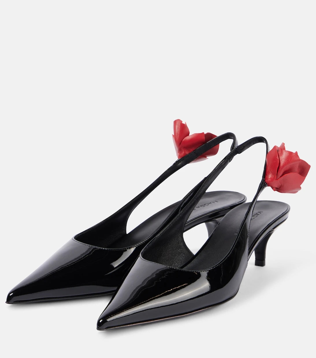 Magda Butrym - Floral-appliqué leather slingback pumps