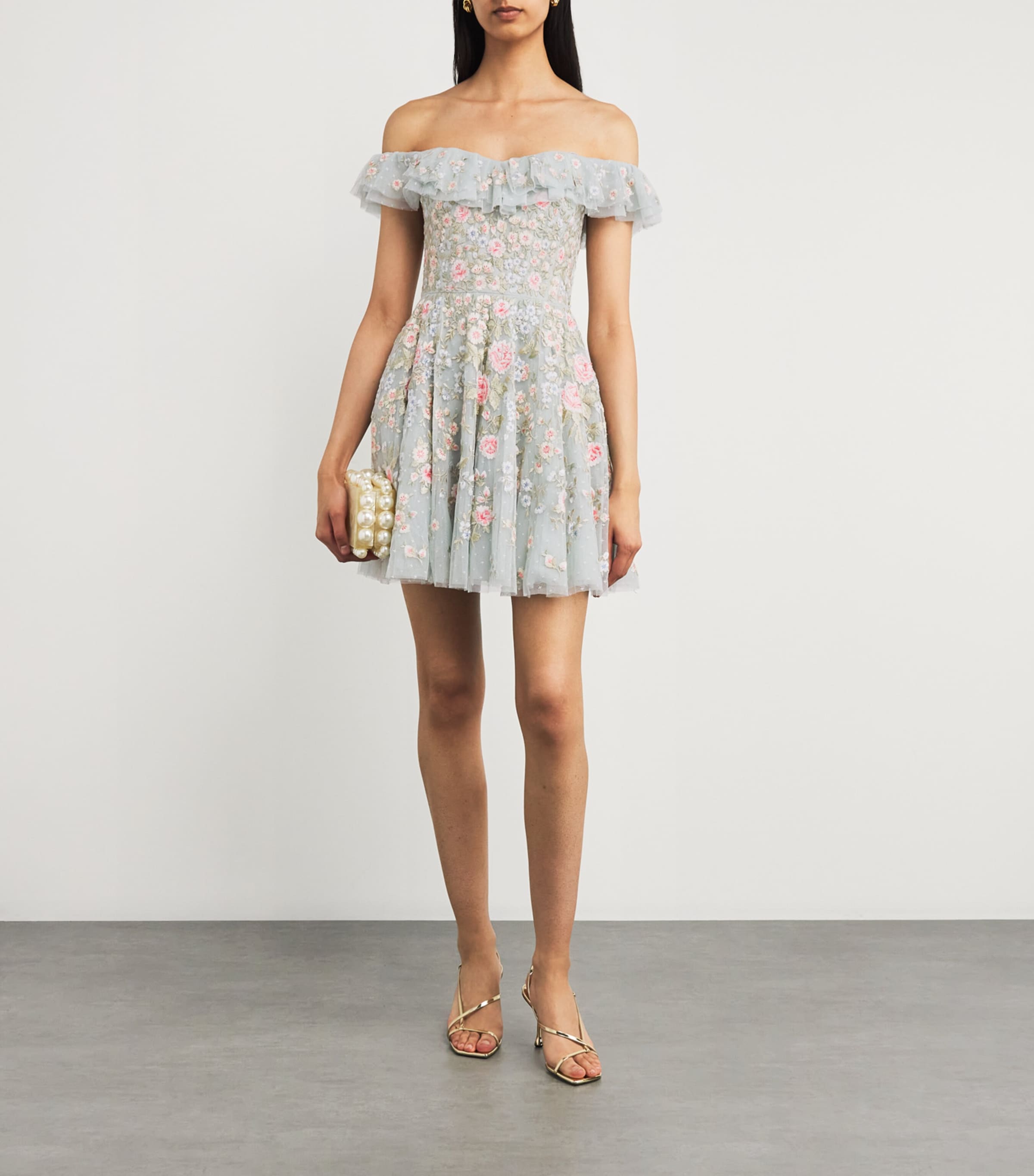 Needle & Thread Blue Floral Antoinettes Mini Dress