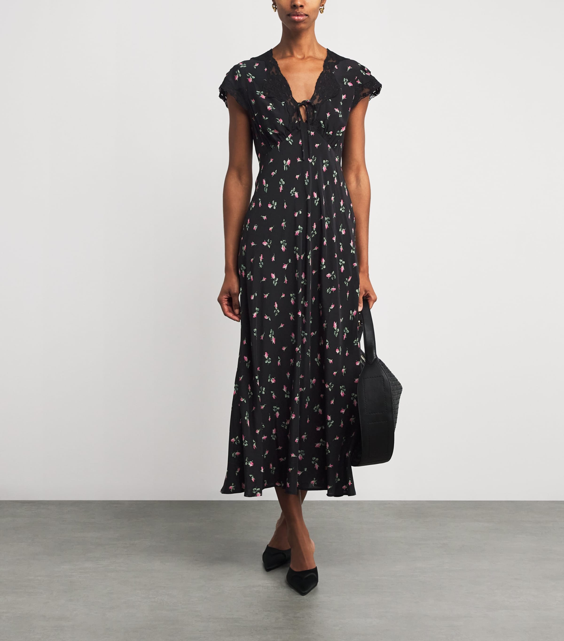 Rose Print Amary Maxi Dress SIENNA BUD BLACK