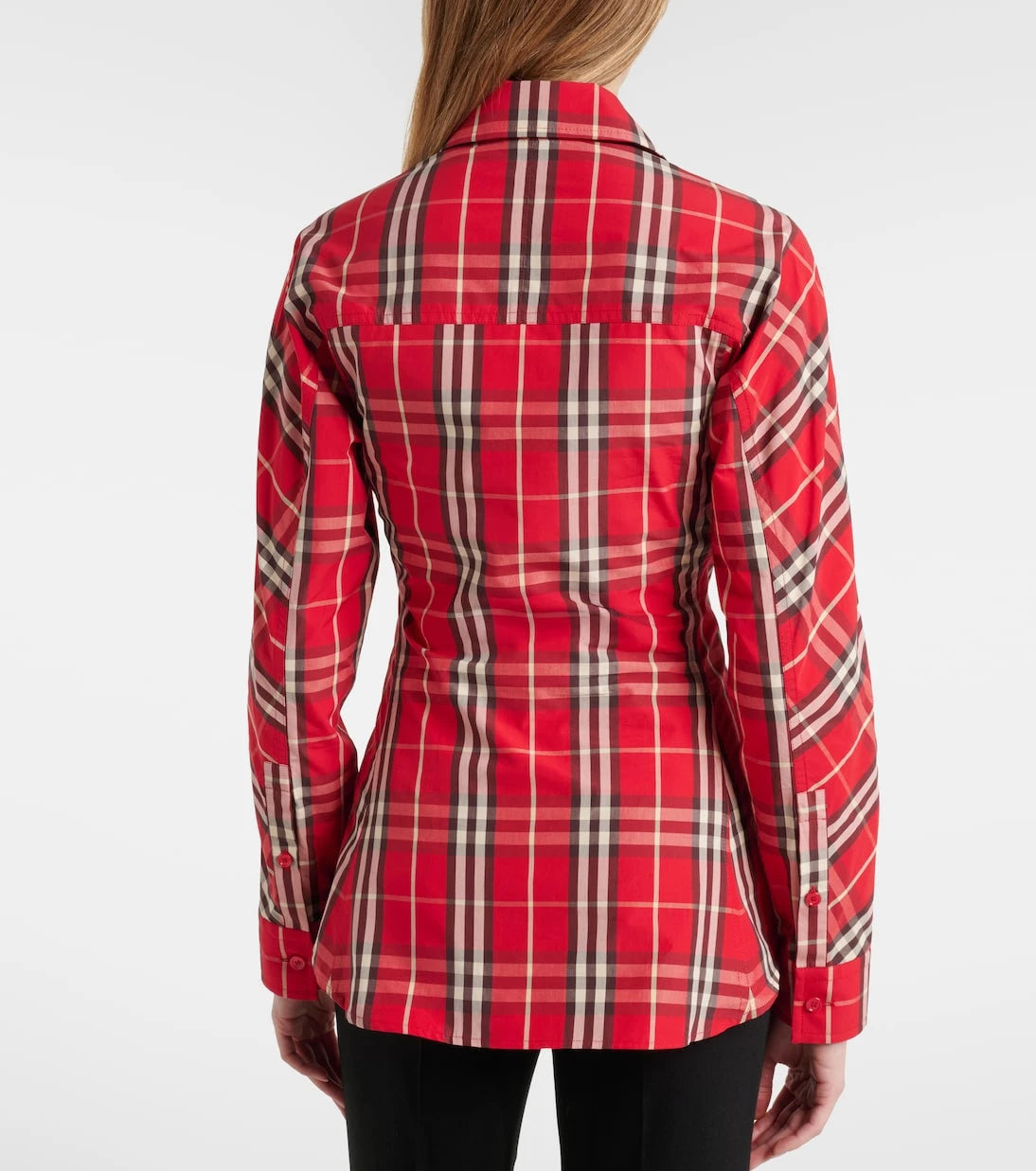 Burberry - Burberry Check peplum cotton shirt