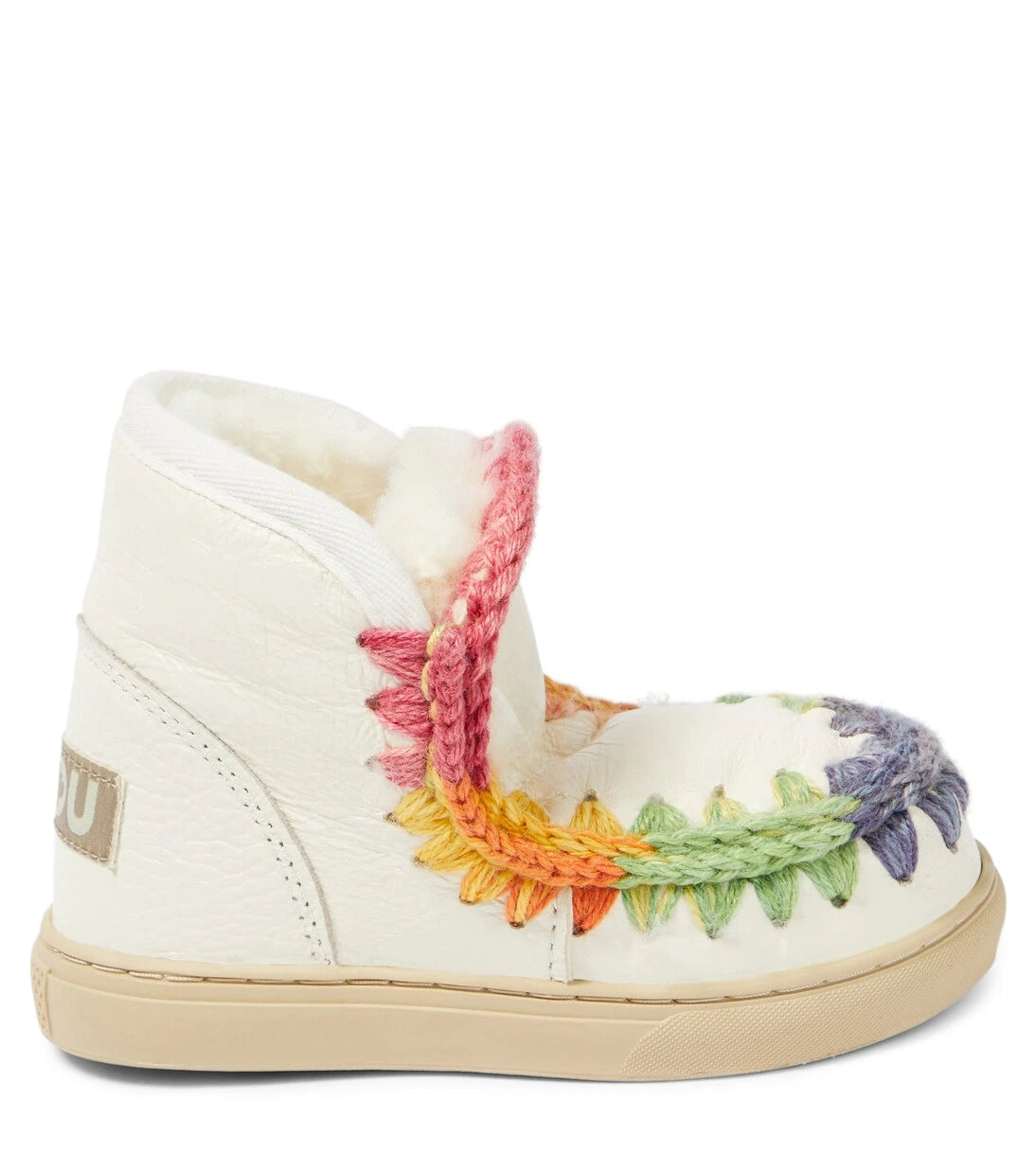 Mou Kids - Crochet-trimmed leather sneakers