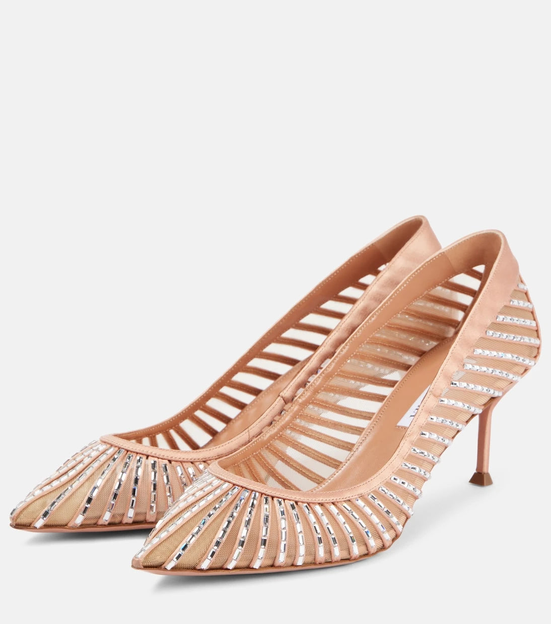 Aquazzura - Passions Crystal 65 satin pumps