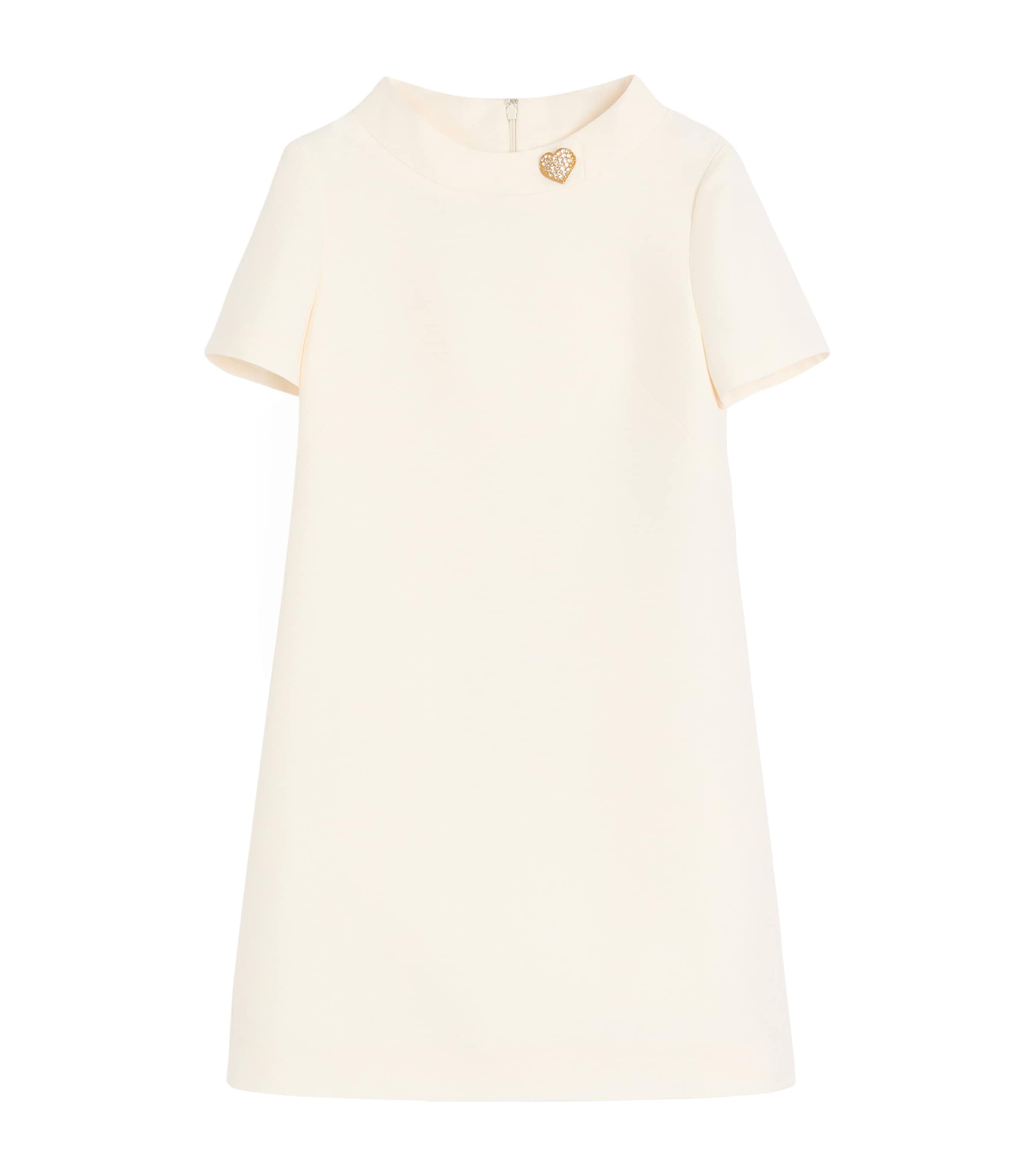 Valentino Ivory Wool-Silk Embellished Mini Dress