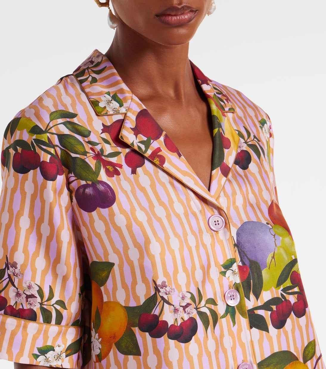 Eres - Cherry printed silk twill shirt