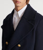 Balmain Merino Wool-Blend Stripe Pea Coat