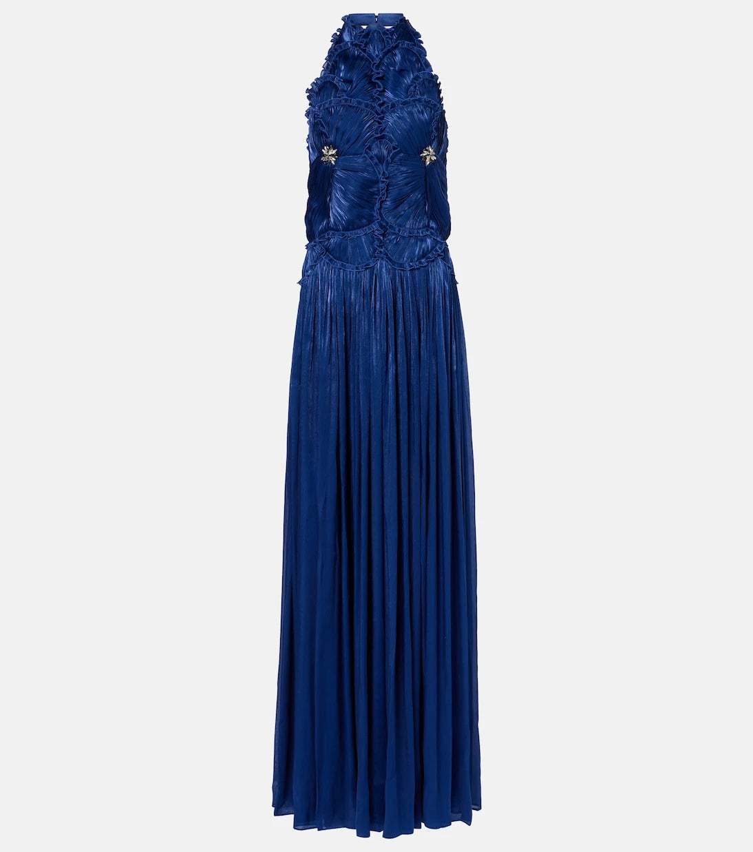 Costarellos - Ruched halterneck georgette gown