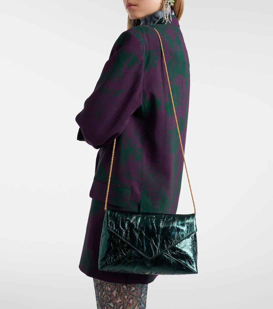 Dries Van Noten - Medium metallic leather clutch