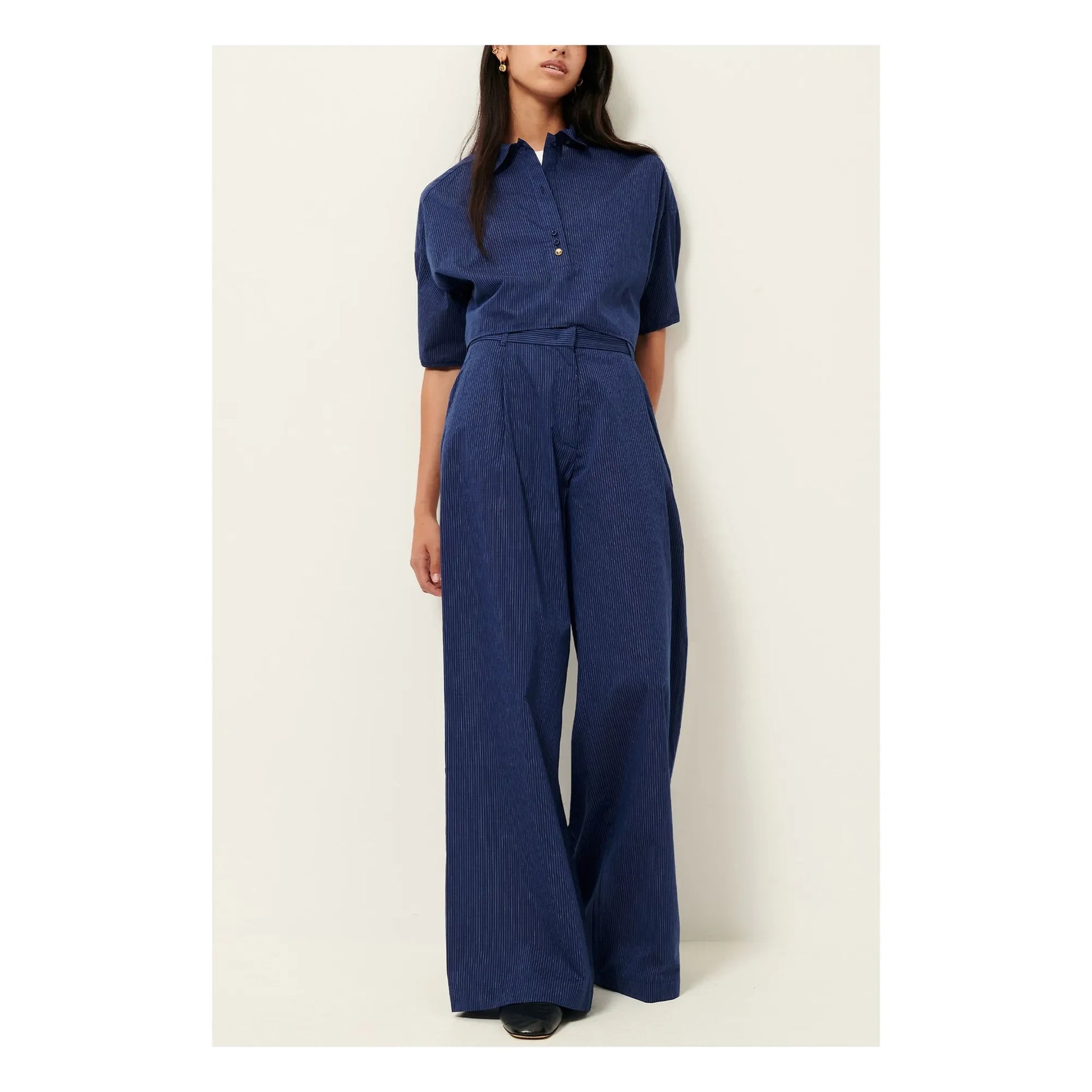 Sessùn - Provencia Cotton Stripe Pants | Navy blue