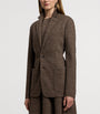 Ralph Lauren Collection Brown Wool Tick-Weave Jersey Hailey Blazer