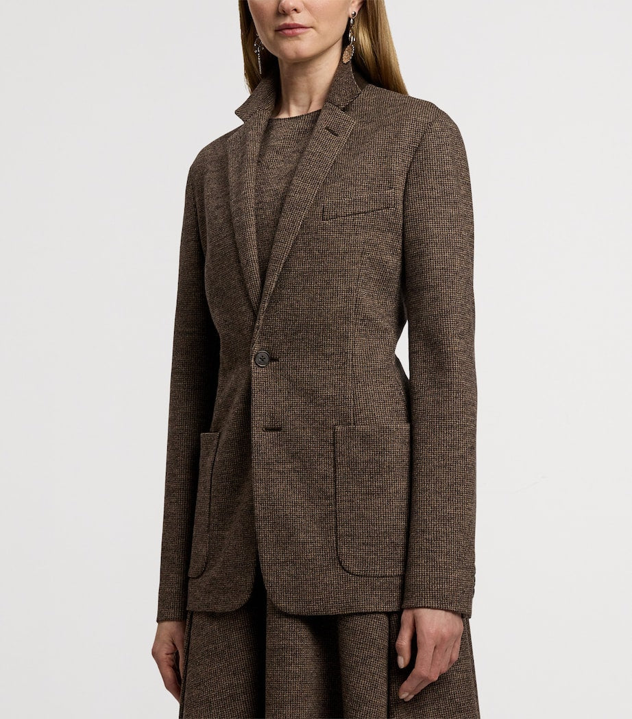 Ralph Lauren Collection Brown Wool Tick-Weave Jersey Hailey Blazer