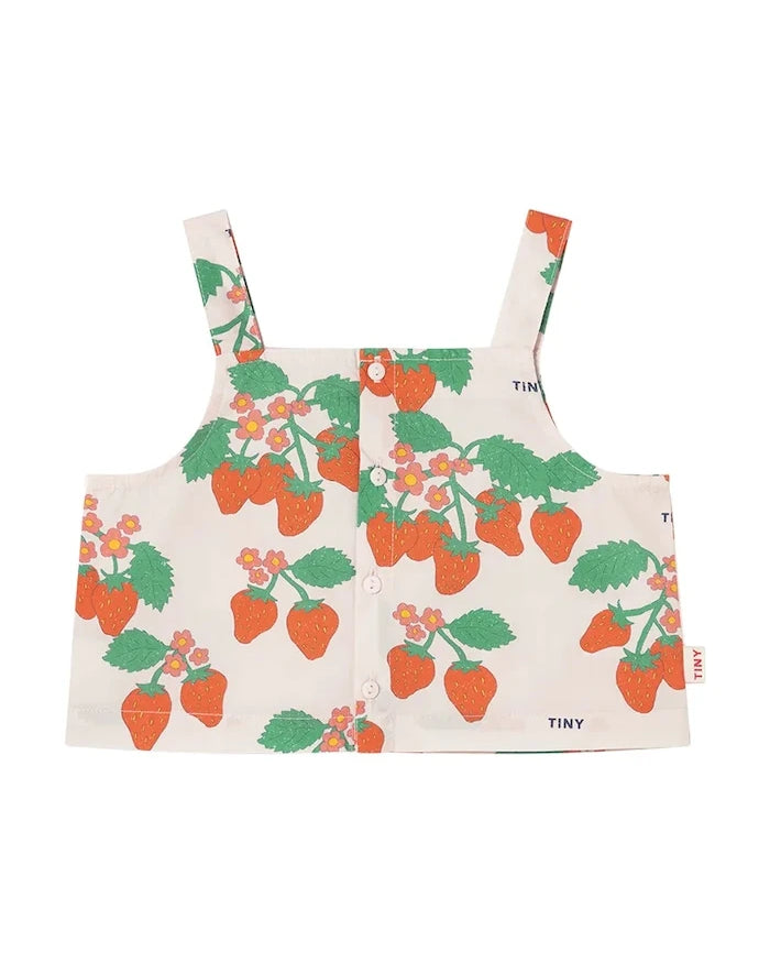 Tinycottons STRAWBERRIES WOVEN CROP TOP Çocuk Pamuklu Üst