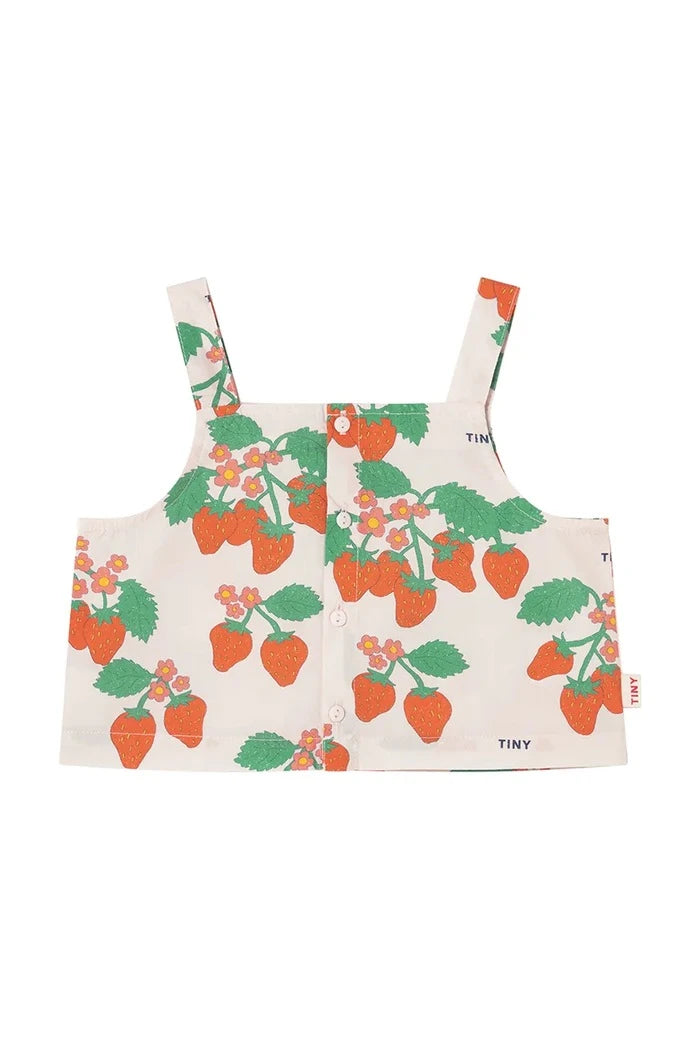 Детски памучен топ Tinycottons STRAWBERRIES WOVEN CROP TOP