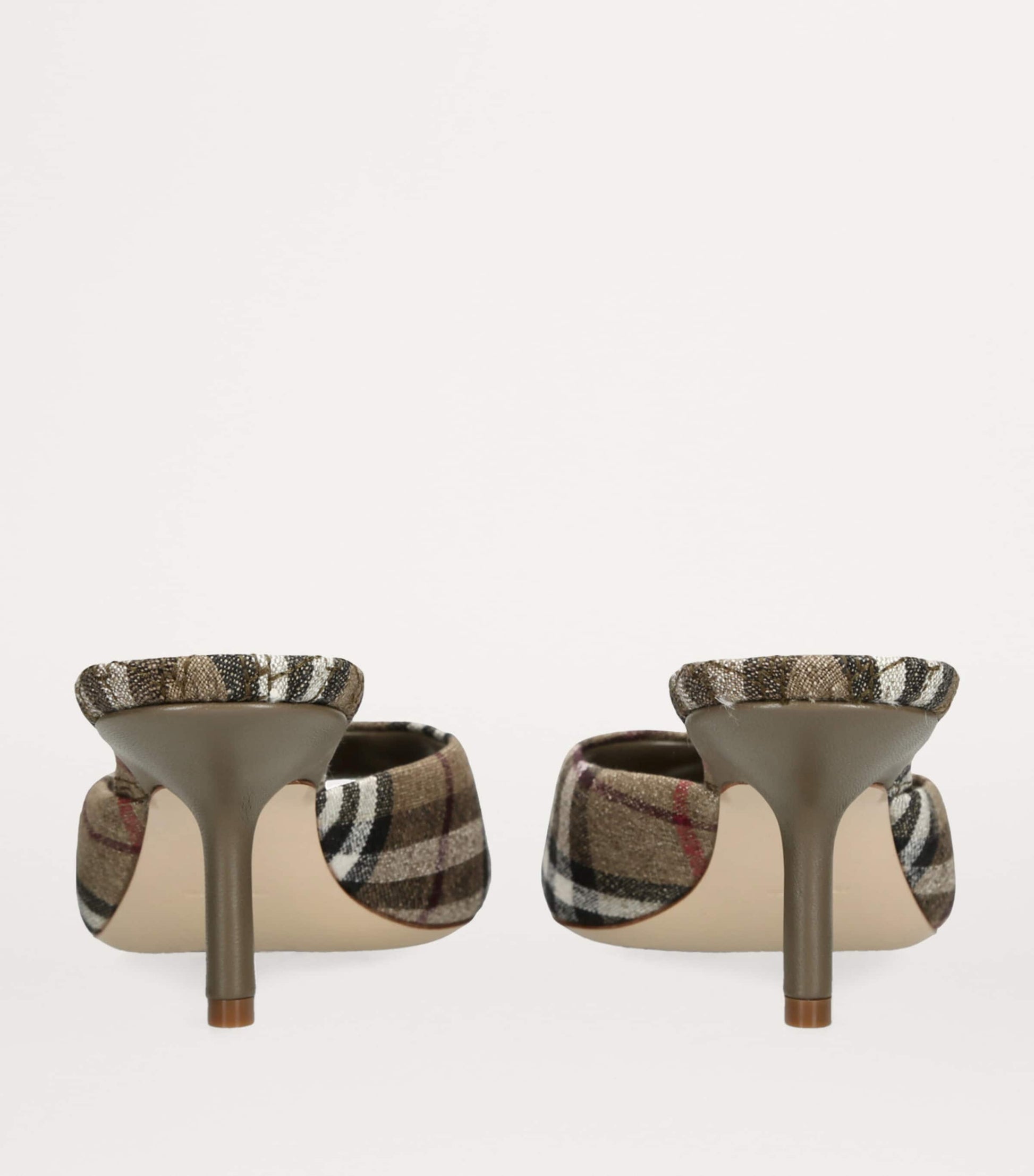 Burberry Multi Stretch-Linen Check Mews Mules 65