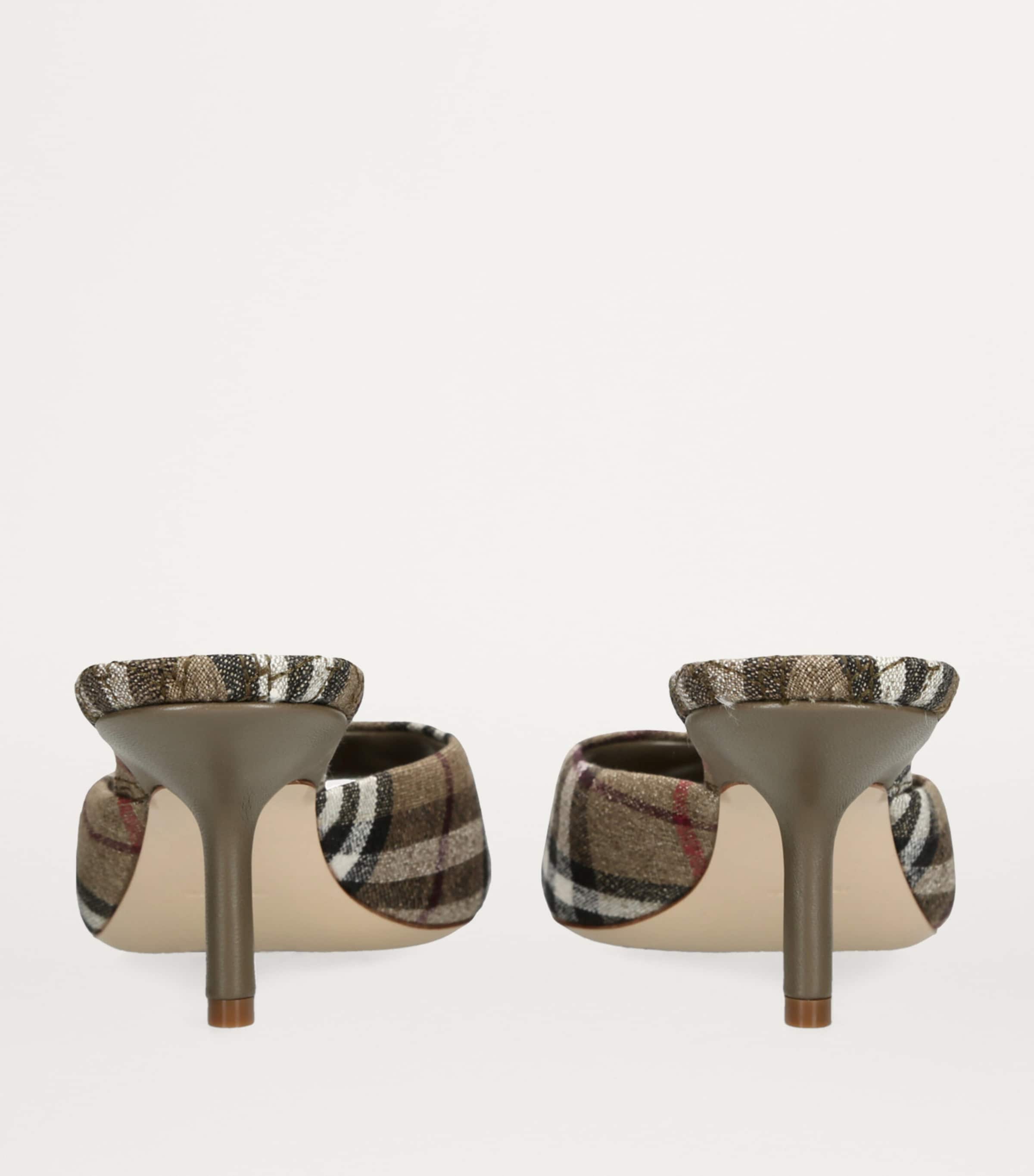 Burberry Multi Stretch-Linen Check Mews Mules 65