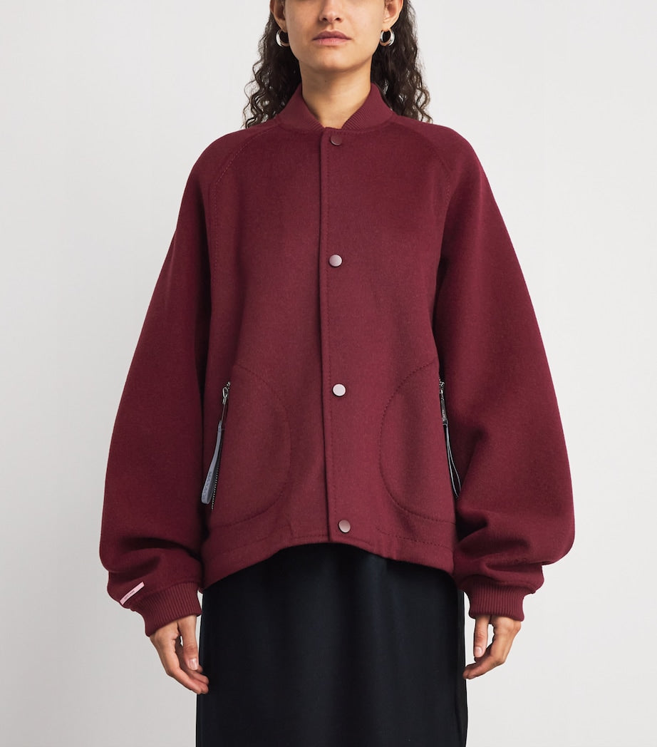 Red Virgin Wool Bomber Jacket