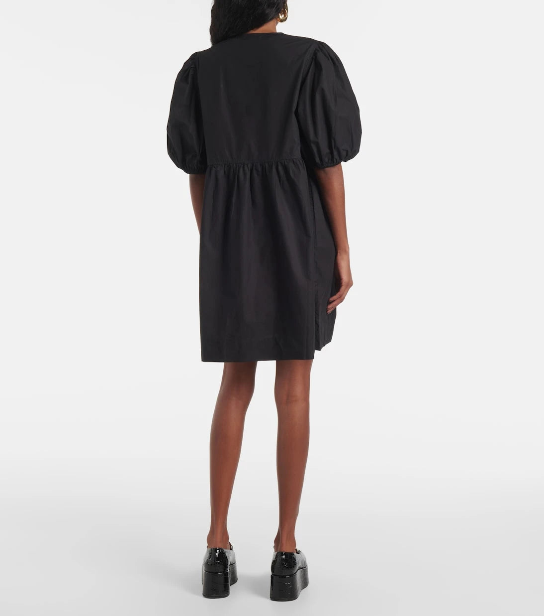 Ganni - Bow-detail cotton poplin minidress