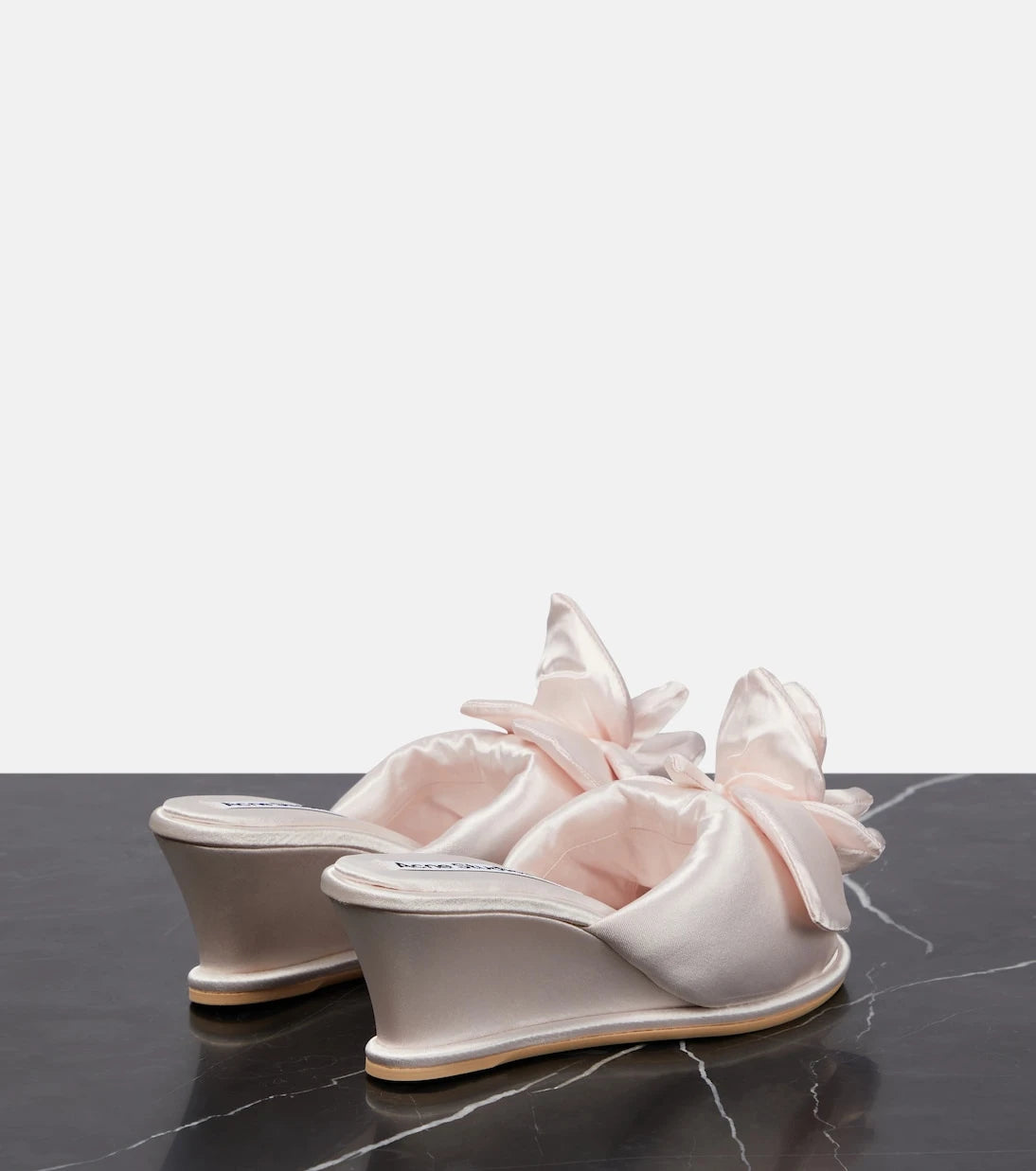 Acne Studios - Floral appliqué satin wedge sandals