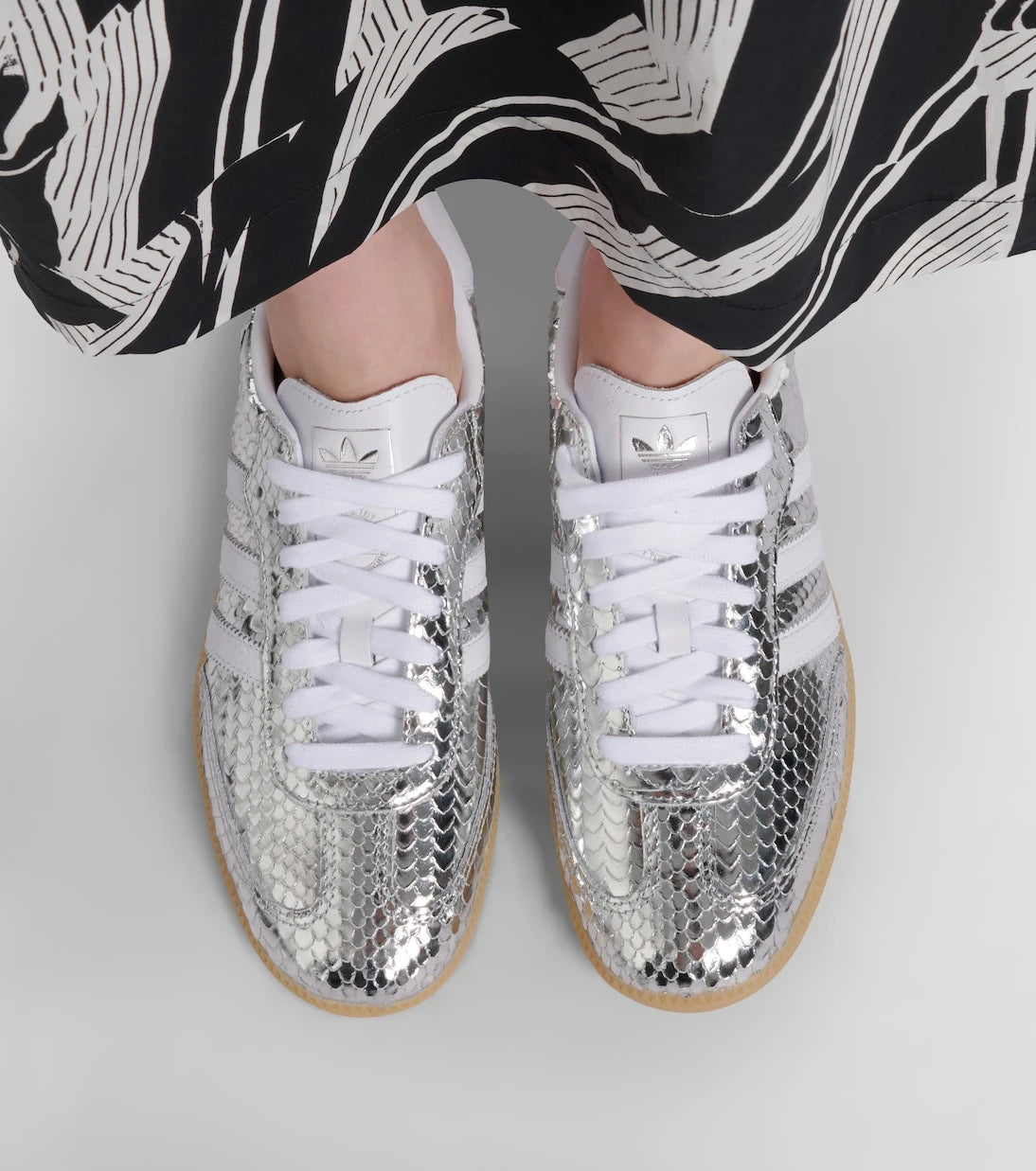 Adidas - Samba OG snake-effect metallic leather sneakers