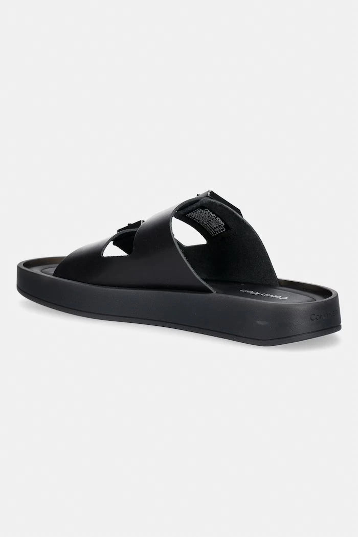 Calvin Klein чехли мъжки от кожа ERGON DOUBLE BAR SANDAL LTH