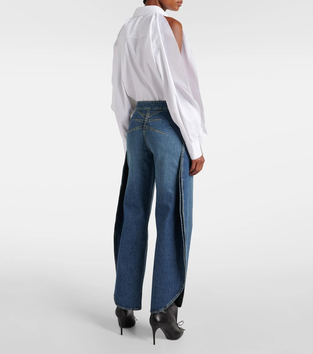 Alaïa - Petal high-rise barrel-leg jeans