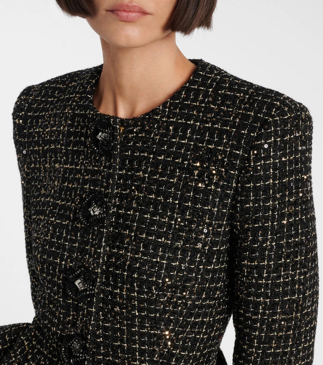 Safiyaa - Tomomi sequined peplum tweed jacket